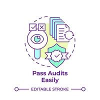 Pass audits easily multi color concept icon. Standardized tests, product safety. Round shape line illustration. Abstract idea. Graphic design. Easy to use in infographic, presentation vector