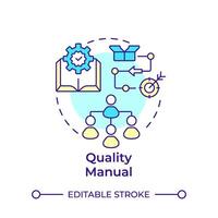 Quality manual multi color concept icon. Product development, process mapping. Round shape line illustration. Abstract idea. Graphic design. Easy to use in infographic, presentation vector
