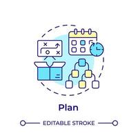 plan multi color concepto icono. producto desarrollo estrategia. empresa organización, negocio gestión. redondo forma línea ilustración. resumen idea. gráfico diseño. fácil a utilizar en infografía vector