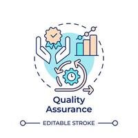 Quality assurance multi color concept icon. Process streamline, operational efficiency. Round shape line illustration. Abstract idea. Graphic design. Easy to use in infographic, presentation vector