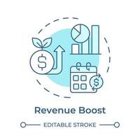 Revenue boost soft blue concept icon. Business profitability, ecommerce. Performance metrics. Round shape line illustration. Abstract idea. Graphic design. Easy to use in infographic, presentation vector