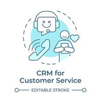 CRM for customer service soft blue concept icon. Consumer satisfaction, client experience. Round shape line illustration. Abstract idea. Graphic design. Easy to use in infographic, presentation vector