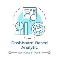 Dashboard based analytic soft blue concept icon. Data preparation, chart creation. Round shape line illustration. Abstract idea. Graphic design. Easy to use in infographic, presentation vector