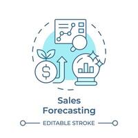 Sales forecasting soft blue concept icon. Business statistics, future revenue. Data analysis. Round shape line illustration. Abstract idea. Graphic design. Easy to use in infographic, presentation vector