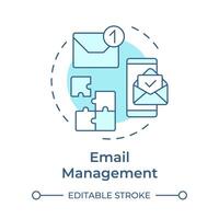 Email management soft blue concept icon. CRM mobile app, software tool. Virtual assistant. Round shape line illustration. Abstract idea. Graphic design. Easy to use in infographic, presentation vector