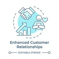 Enhanced customer relationships soft blue concept icon. Communication processes, sales management. Round shape line illustration. Abstract idea. Graphic design. Easy to use in infographic vector