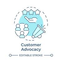 Customer advocacy soft blue concept icon. Client satisfaction, user experience. Round shape line illustration. Abstract idea. Graphic design. Easy to use in infographic, presentation vector