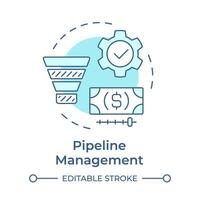 Pipeline management soft blue concept icon. Business intelligence, workflow streamline. Round shape line illustration. Abstract idea. Graphic design. Easy to use in infographic, presentation vector