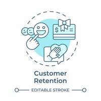 Customer retention soft blue concept icon. Client service, sales strategies. User experience. Round shape line illustration. Abstract idea. Graphic design. Easy to use in infographic, presentation vector