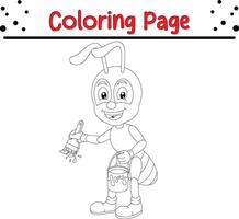 hormiga colorante página. loco y insecto colorante libro para niños vector