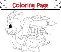 snail coloring page. Bugs and insect coloring book for children vector