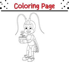 Cute Cockroach coloring page. Bugs and insect coloring book for children vector