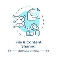 Files and content sharing soft blue concept icon. Business management software. Round shape line illustration. Abstract idea. Graphic design. Easy to use in infographic, presentation vector