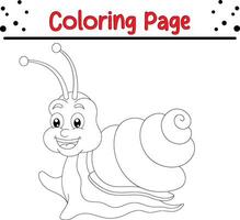 snail coloring page. Bugs and insect coloring book for children vector