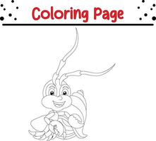 cute hermit crabs page. Bugs and insect coloring book for children vector