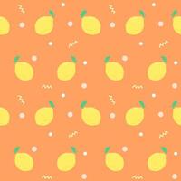 Kids seamless pattern cute summer lemon hand drawn background vector