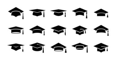 Academic graduation cap icon set illustration vector