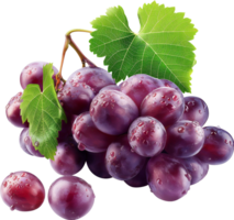 Fruits - Purple grape with leaves isolated on a transparent background png