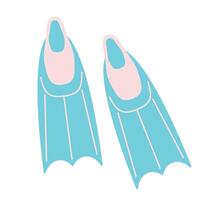 Scuba diving fins clipart. Simple flippers flat style illustration isolated on white background. Light blue diving fins. Pair of flippers isolated design vector