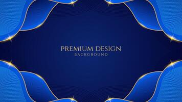 Dark blue luxury premium background with shining gold line waves, suitable for banners, wallpapers, brochures and posters. illustration vector