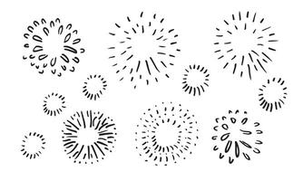 conjunto de garabatear Fuegos artificiales aislado en blanco antecedentes mano dibujado desde fuegos artificiales.diseño elementos. vector