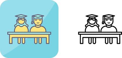 Unique Students Sitting Icon Design vector