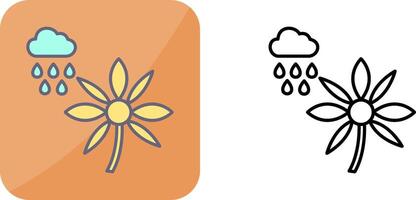 flor con lluvia icono diseño vector