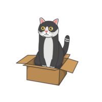 Toxedo Cat in Box Sticker Tshirt Illustration png