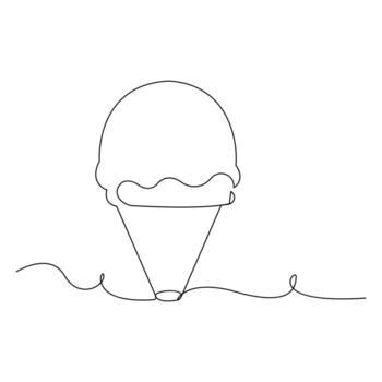 Ice Cream Continuous One line drawing Illustrations and Vectors design