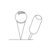 Ice Cream Continuous One line drawing Illustrations and Vectors design