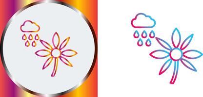 flor con lluvia icono diseño vector