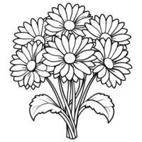 Gerbera Daisy flower outline illustration coloring book page design, Gerbera Daisy flower black and white line art drawing coloring book pages for children and adults vector