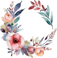 Watercolor Boho floral wreath png