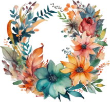 acuarela boho floral guirnalda png