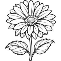 gerbera margarita flor contorno ilustración colorante libro página diseño, gerbera margarita flor negro y blanco línea Arte dibujo colorante libro paginas para niños y adultos vector