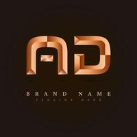 a and d monogram logo in gold vector