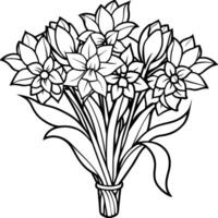 Hyacinth flower outline illustration coloring book page design, Hyacinth flower black and white line art drawing coloring book pages for children and adults vector