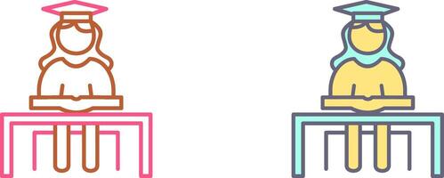Unique Female Student Studying Icon Design vector