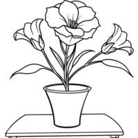 Lisianthus flower outline illustration coloring book page design, Lisianthus flower black and white line art drawing coloring book pages for children and adults vector