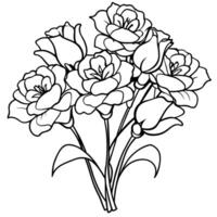 lisianthus flor contorno ilustración colorante libro página diseño, lisianthus flor negro y blanco línea Arte dibujo colorante libro paginas para niños y adultos vector