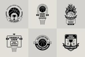 insignias o emblema logo para baloncesto vector