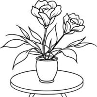 Lisianthus flower outline illustration coloring book page design, Lisianthus flower black and white line art drawing coloring book pages for children and adults vector