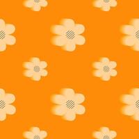 y2k background. Abstract 3D flowers on a orange background. Seamless pattern vector