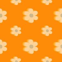 y2k background. Abstract 3D flowers on a orange background. Seamless pattern vector