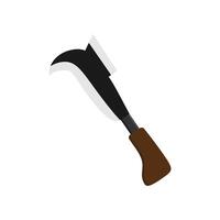 billhook flat design illustration isolated color on white background. This cutting tool is used to slice string, cut flowers, prune vines, trimming vines and graft trees. vector