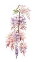 rosado y púrpura flores en un rama png