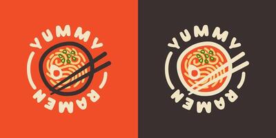 japonés ramen fideos con gracioso sabroso ramen tipografía diseño adecuado para impresión. vector