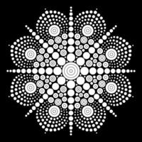 Dot mandala Coloring page for relaxation and meditation. Aboriginal traditional art. Dot painting trendy folk design isolated on black background Coloring book for kids and adults vector