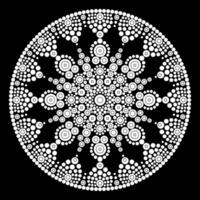 Dot mandala Coloring page for relaxation and meditation. Aboriginal traditional art. Dot painting trendy folk design isolated on black background Coloring book for kids and adults vector