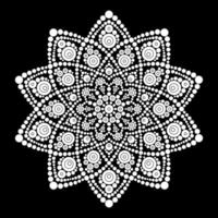 Dot mandala Coloring page for relaxation and meditation. Aboriginal traditional art. Dot painting trendy folk design isolated on black background Coloring book for kids and adults vector